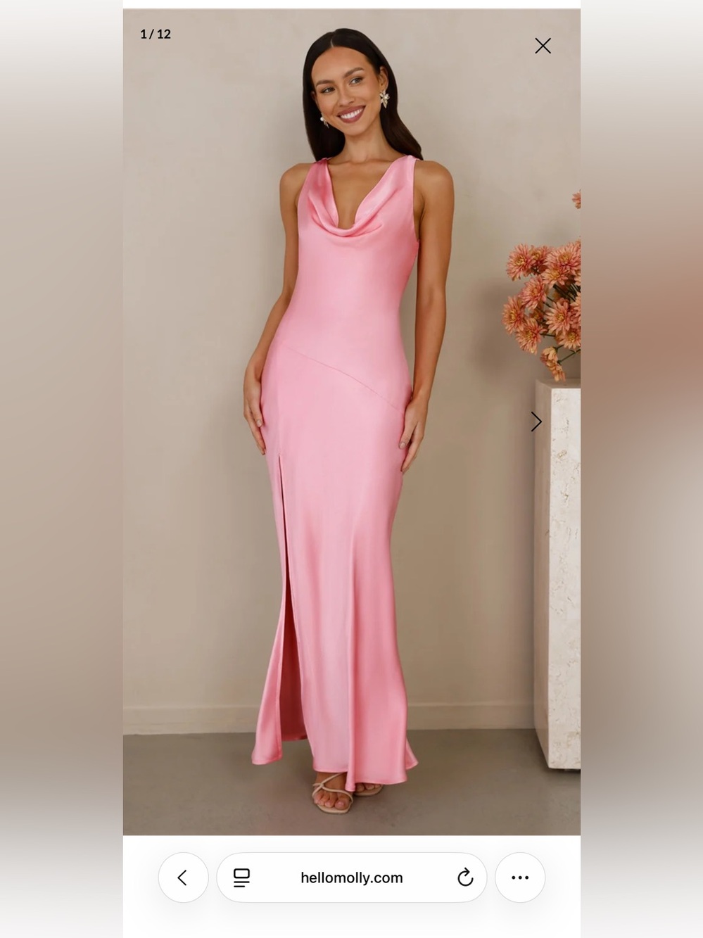 Hello Molly - THE LORETTA COWL SATIN MAXI DRESS CANDY PINK